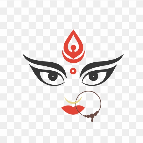 Maa Durga Face Illustration Free PNG